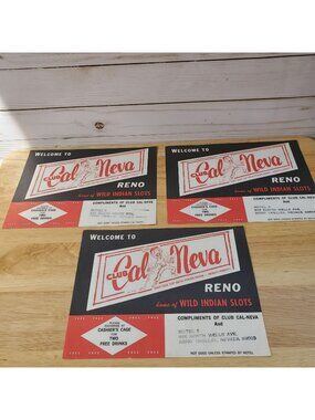 VTG Cal Neva Reno Paper Menus Stamped Motel 6 1960s Casino Ephemera Set of 3